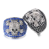 punk rock johnny hallyday cubic zirconia skull rings for men women jewelry stainless steel hip hop drill finger ring sl 160