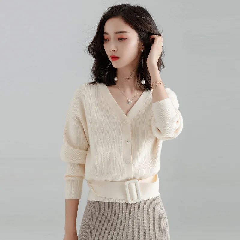 Женский осенне-зимний Кардиган с длинным рукавом вязаный Свободный кардиган