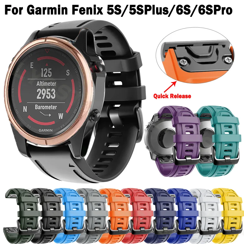 

20MM Watchband Belt For Garmin Fenix 5S/5SPlus/6S/6SPro Silicone Quick Release Watch Easyfit Wrist Band Strap Bracelet