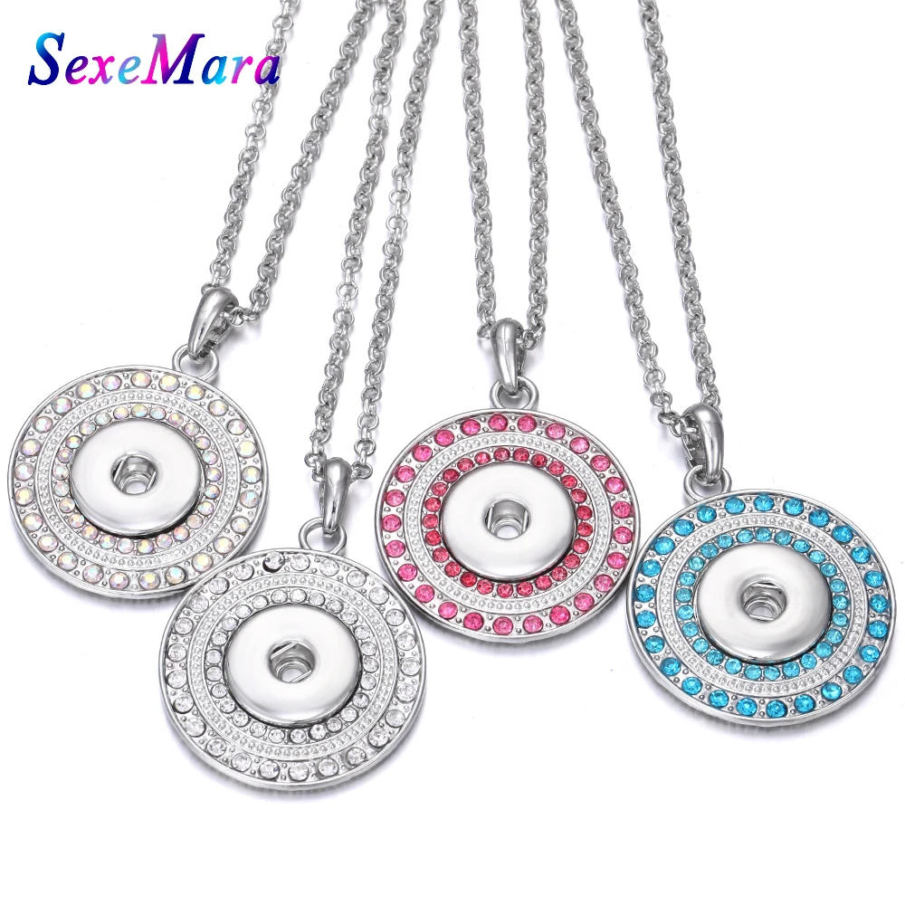 Новые кнопки ювелирные изделия стразы ожерелье с круглой защелкой 18 мм Женские