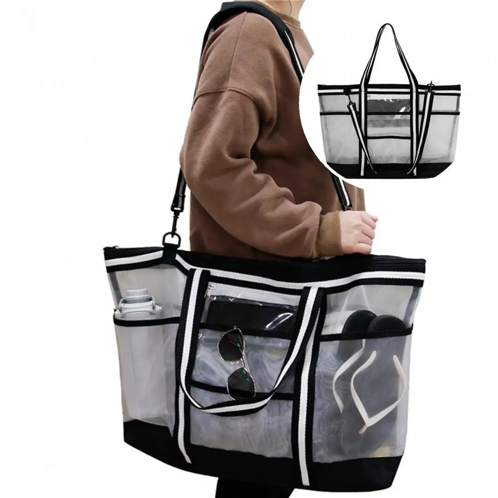 

Многоразовая Сетчатая Сумка для пикника, легкая вместительная сумочка-тоут для путешествий, переносной чемоданчик на плечо