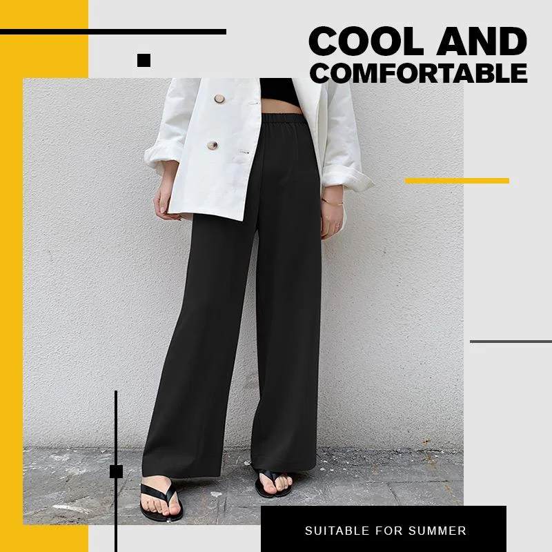 

Slacks Women's Loose Summer Pants Soft Ice Silk Wide Leg Pants Women High Waisted TrousersMother's Day Promotion-70% OFF