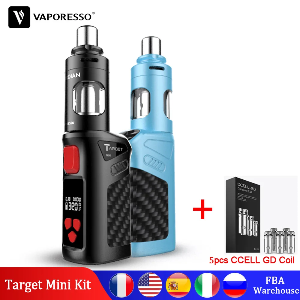 Vaporesso Vape TARGET MINI Kit встроенный 1400 мАч батарейный блок Mod Guardian Tank Atomizer 2 мл CCELL GD SS