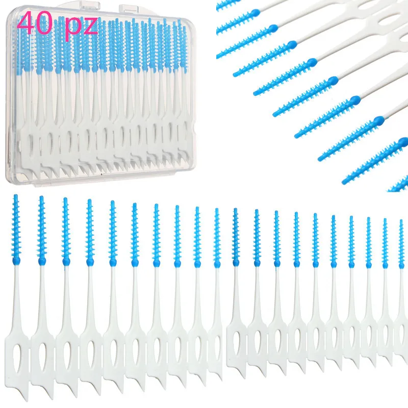 40 шт./кор. двойной нити головки гигиена полости рта силикона для ухода за