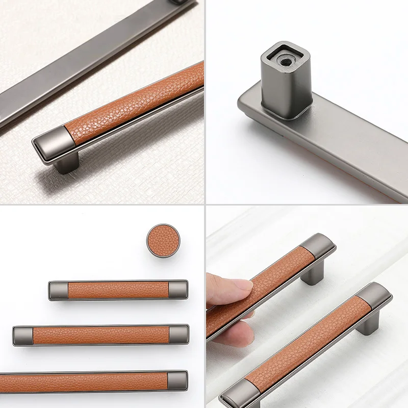 4 шт. ручки для мебели в европейском стиле коричневые кожаные и кухонных шкафов