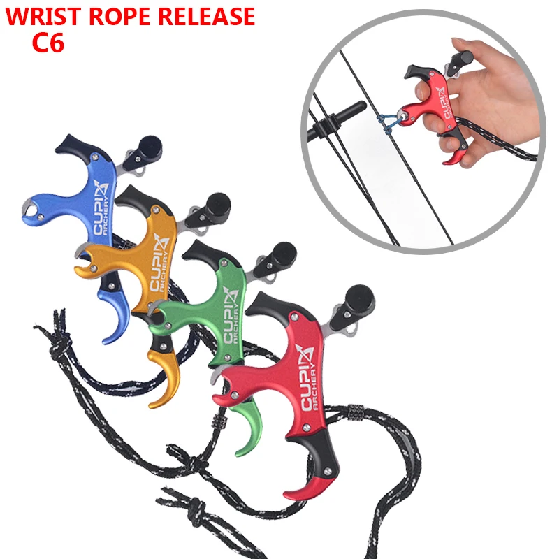 

C6 Wrist Rope Releaser 3/4 Finger Change Multicolor Release with Lanyard for Compound Bow Archery Hunting Accessories