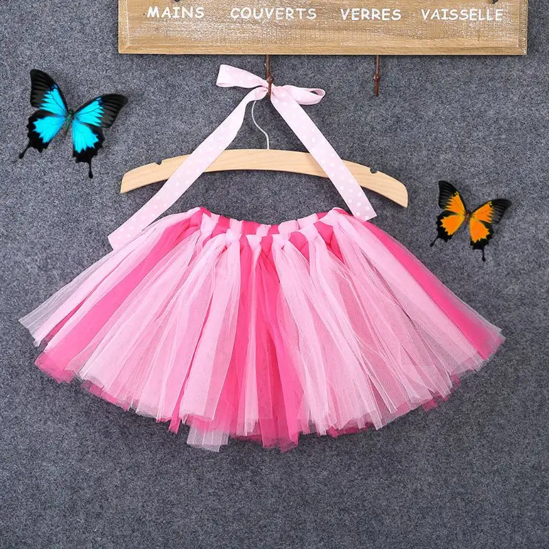 10 Colors Baby Girls Ballet Dance Mini Tutu Skirt Hand Woven Contrast Rainbow Colored Striped Patchwork Tulle Party Pettiskirt | Свадьбы и