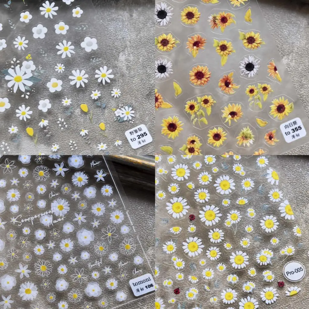 

1Pcs Summer Sunflower Nail Stickers Blossom Florals Daisy Nail Art Water Decals Transfer Foils Sliders Decorations For Manicure