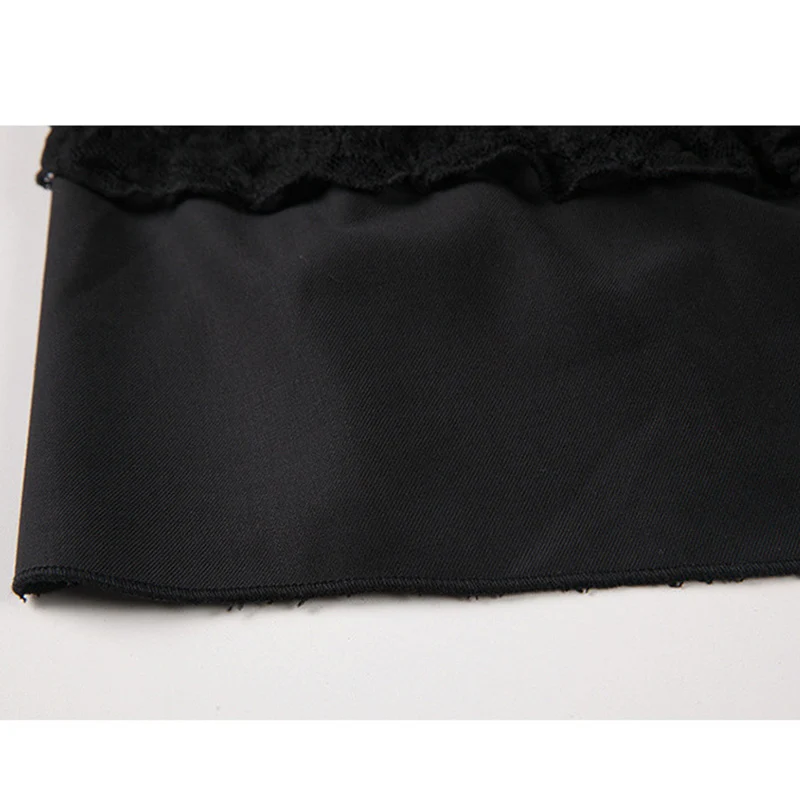 Женское короткое платье с подтяжками черное кружевное платье-трапеция в