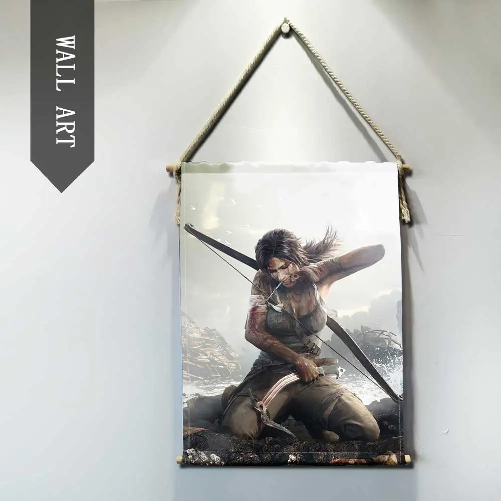 Rise of The Tomb Raider гостиная картина для декора комнаты настенное Искусство современной плотной древесины хлопковая нить подвесной вал прокрутки живопись - Цвет: 3