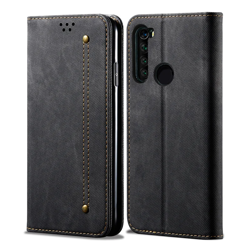 Black Ретро флип-чехол для Xiaomi Redmi Note 8 T, чехол из джинсовой ткани с подставкой и кошельком, задняя крышка для Redmi Note 8 Pro Note8T Fundas - Цвет: Black