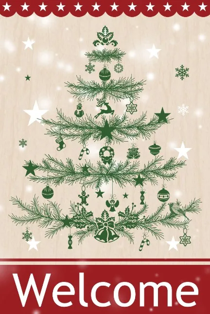 own design winter merry christmas snow man welcome Double-Sided Garden Flag | Дом и сад