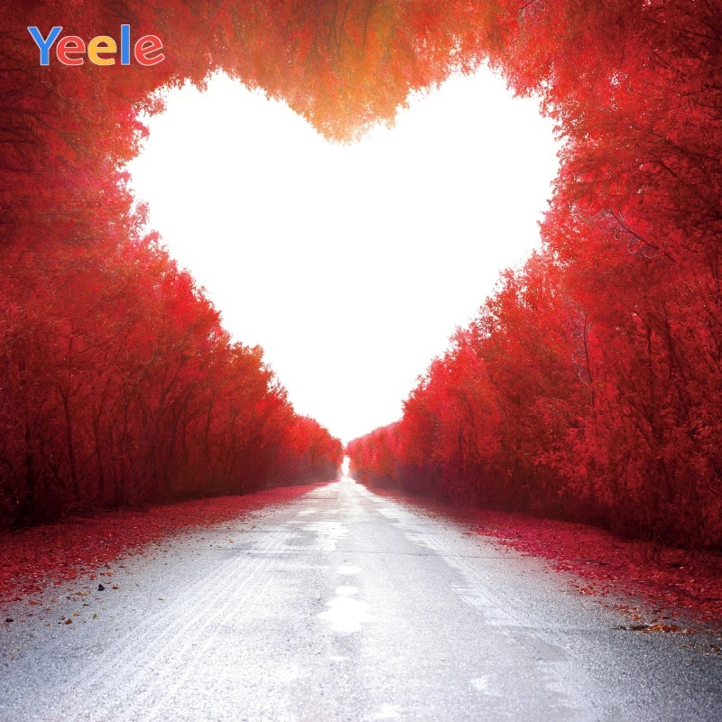 

Valentines Day White Heart Holy Light Sky Red Forest Photography Backdrops Personalized Photographic Background For Photo Studio