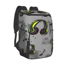 Protable Insulated Thermal Cooler Waterproof Lunch Bag Headphones Notes Geometric Triangles Picnic Camping Backpack