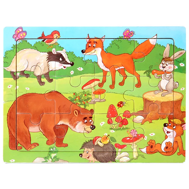 

12Pcs/lot 3D Puzzle Jigsaw Wooden Toys Baby Kids Cartoon Dinosaur Puzzles Child Educational Toys For Children Gifts Learn Games