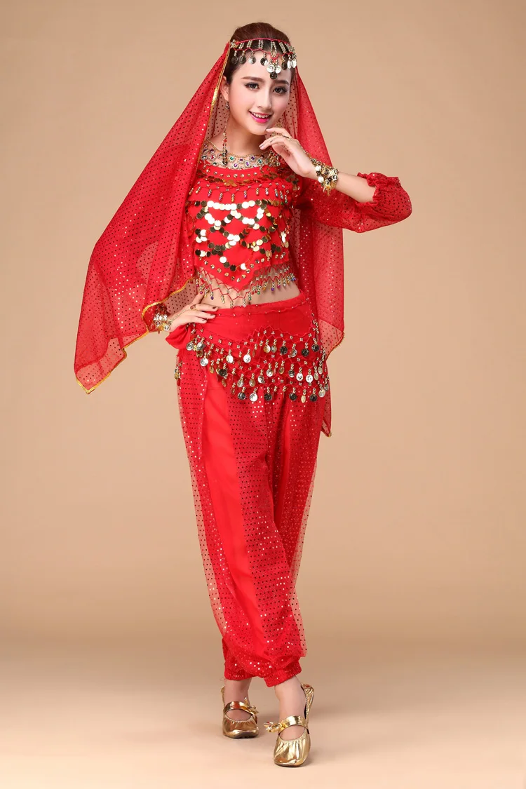 Женский костюм для танца живота комплект из 4 предметов с длинным рукавом