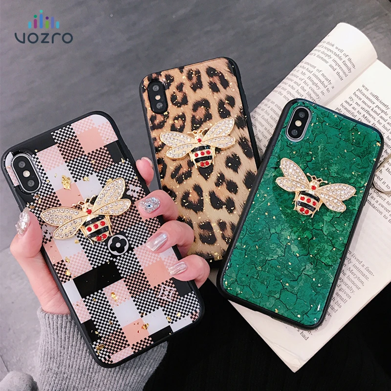 VOZRO роскошный 3D Блестящий пчелиный чехол для телефона для iPhone 7 8 Plus X XR XS Max клей анти-осень для iPhone 11 Pro Max чехол