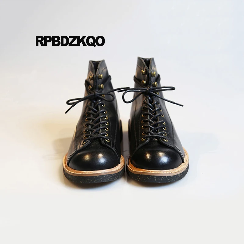 полные кожаные сапоги ретро короткие черный высокое качество 2018 батильоны