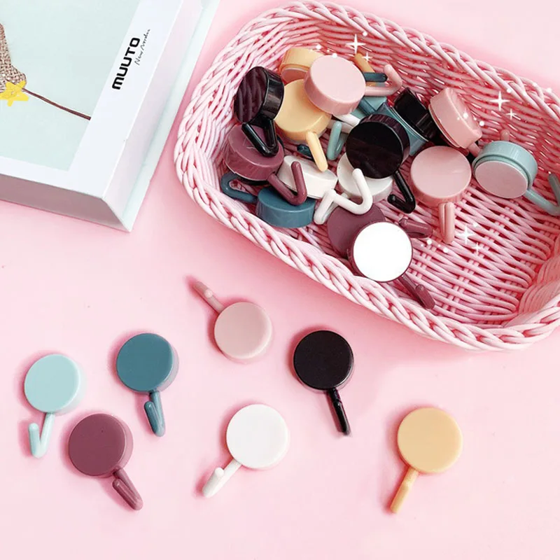 

10pcs/lot Hook Plastic Door Hanger Self Adhesive Wall Hanger Hat Racks Key Hanger Wall Organizer Home Decor Key Holder