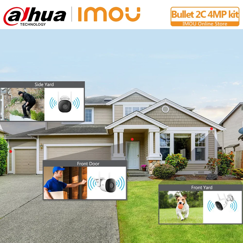 Dahua 4MP система безопасности видео Беспроводной NVR Комплект IP67 Всепогодная аудио