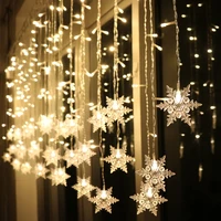3 5M Street House Garlands Christmas Lights Snowflake Curtain Icicle Fairy String Lights Outdoor Garland for New Year Decoration