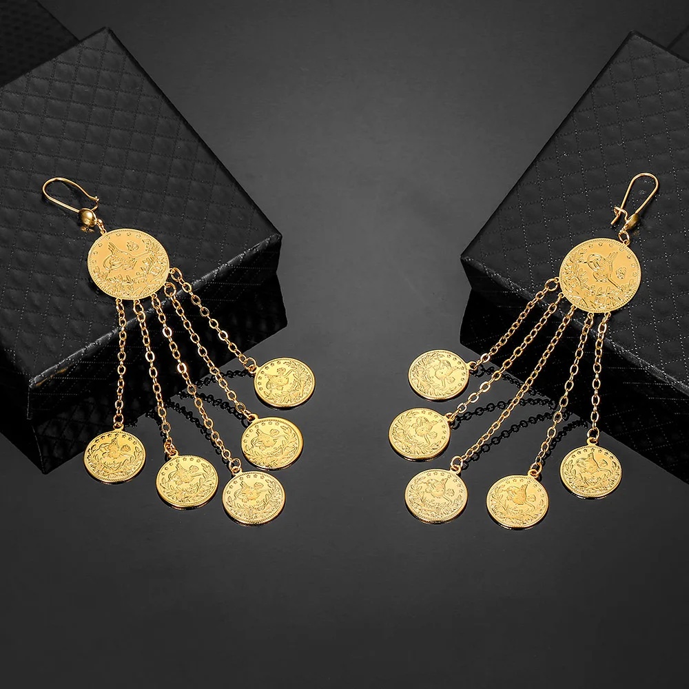 Мусульманин Цвет висячие серьги в виде капель с кристаллами форме для девушек и