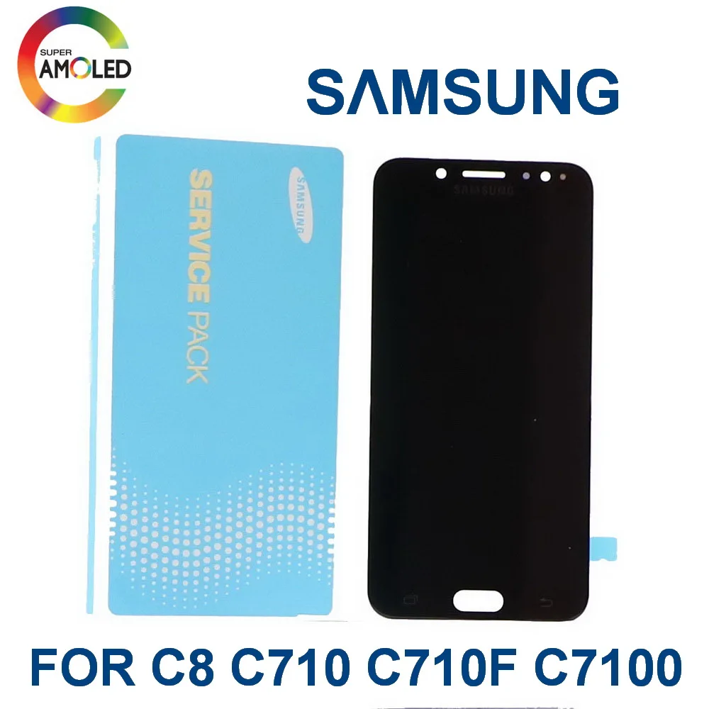 5,5 ''Супер AMOLED lcd Замена для SAMSUNG Galaxy C8 C7100 C710F телефонный дисплей кодирующий преобразователь сенсорного экрана в сборе