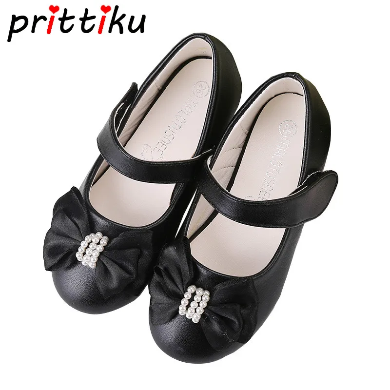 2020 модные туфли для девочек на плоской подошве с бантом из бисера Повседневные