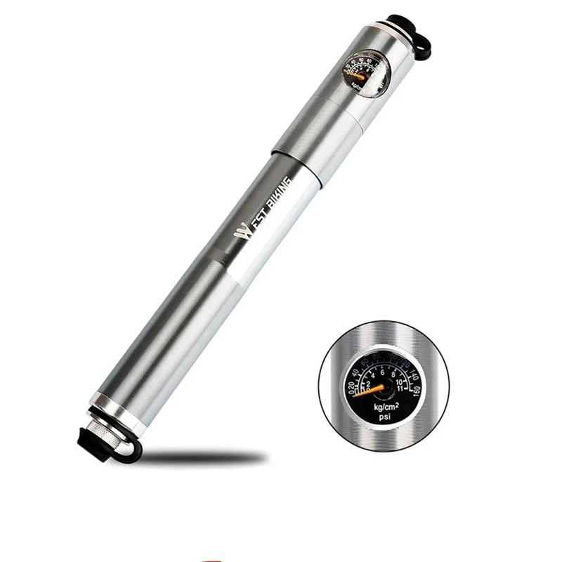 

WEST BIKING Bicycle Pump Hand Air Pump Hose Pressure Gauge Cycling Tire Inflator Schrader Presta Valve Portable Mini Bike Pump
