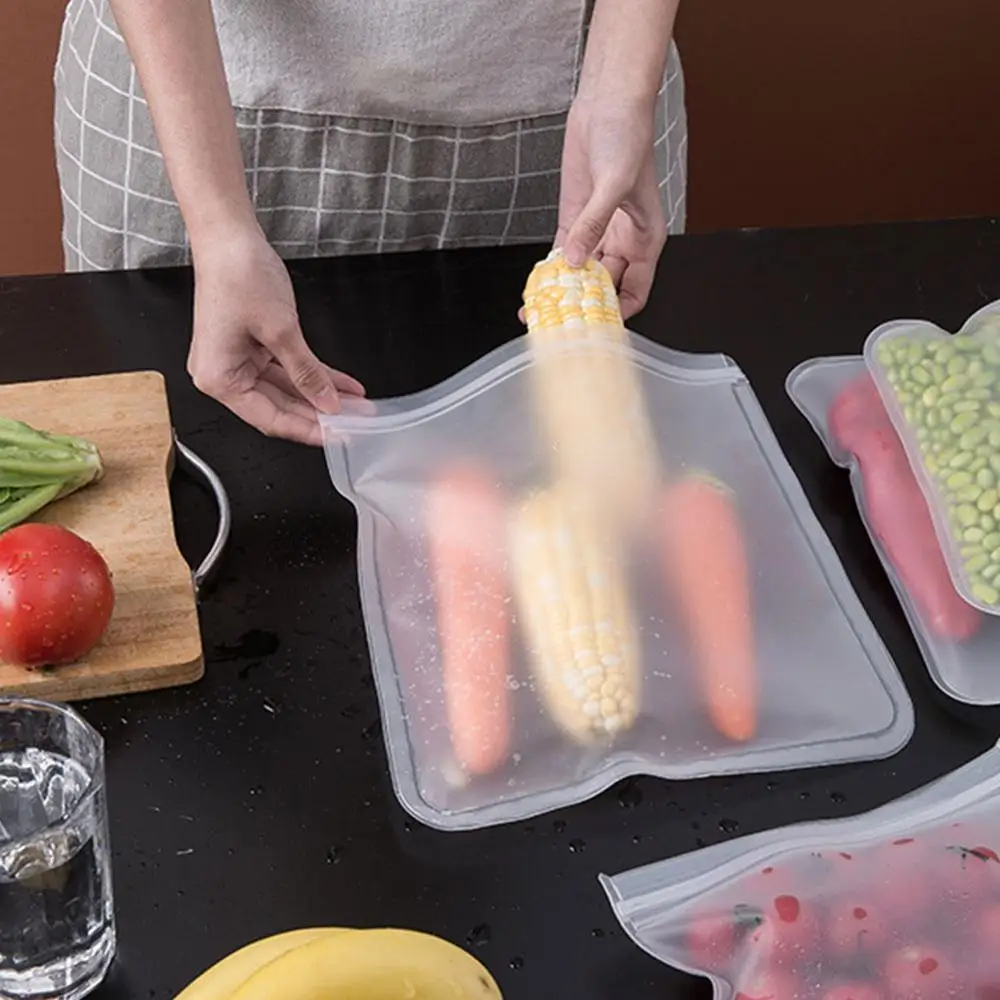 Многоразовые силиконовые пакеты для хранения пищевых продуктов герметичные на