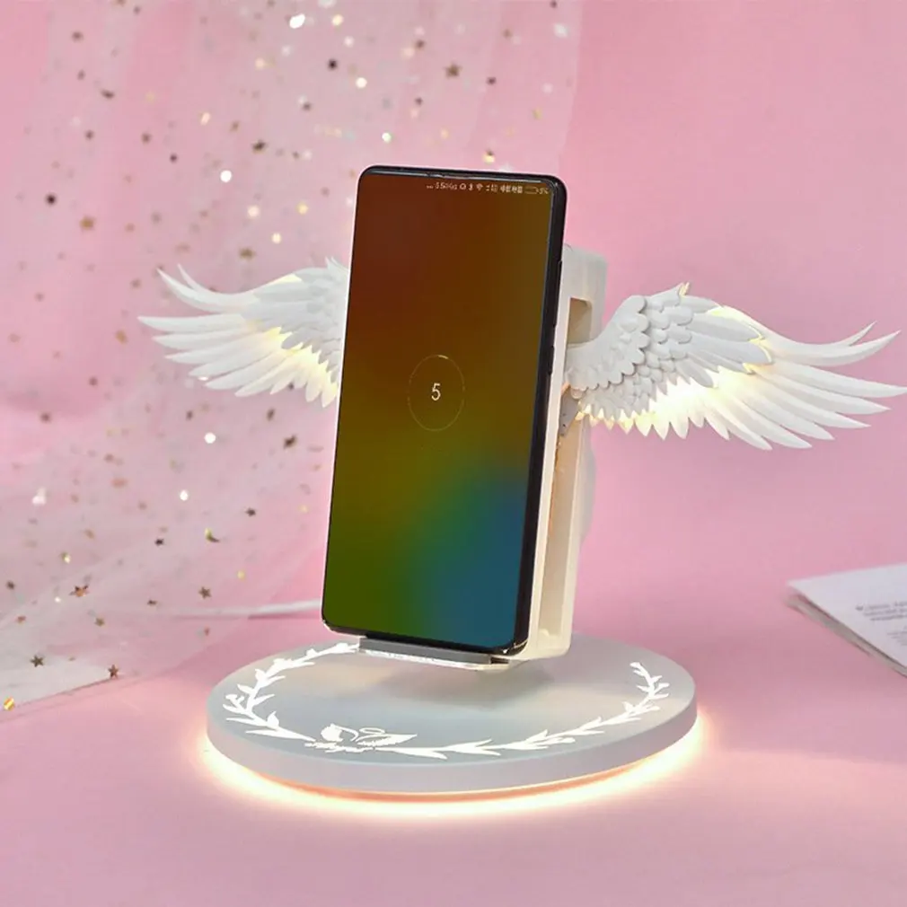 creative angel wings wireless charger qi wireless charger 10w fast charge vertical mobile phone wireless charger free global shipping