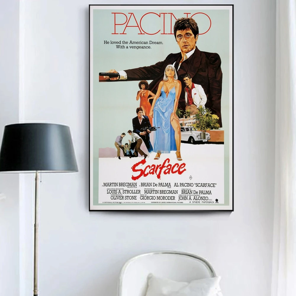 Накладка на плакат по фильму Scareface домашняя роспись в стиле ретро украшение
