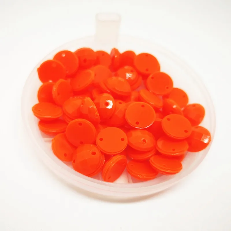 NEON ORANGE 10mm Neon Color Round Resin sew-on Rhinestone Applique Flatback Nail Crystal Stone Non Hotfix Strass Diamond for Crafts - Цвет: NEON ORANGE