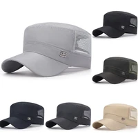 2021 classic flat top mens caps army hat adjustable fitted 95 logo linen cap spring summer breathable mesh military hats for men