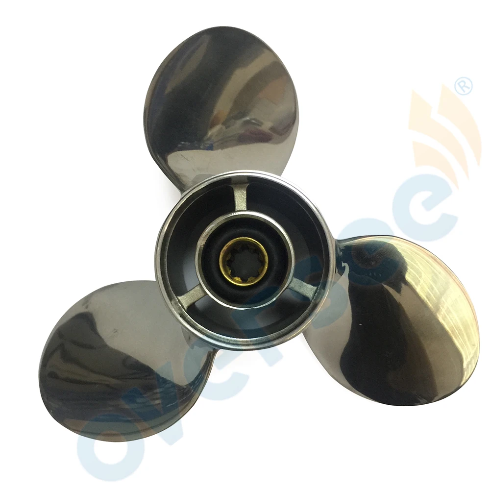 

63V-45943-10-SS Fit For Yamaha 9.9 hp 15 hp, Stainless Steel Marine Propeller (3X9-1/4"X11"-J), Outboard Engine Motors