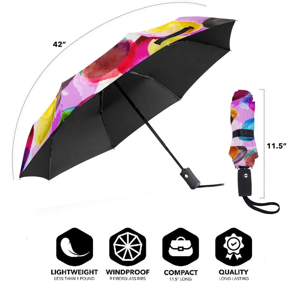 Miglior Ombrello Automatico Pieghevole Resistente Al Vento Donna Auto Acquerello Cerchio Colorato Ombrelli Antivento Pioggia Per Uomo Ombrellone