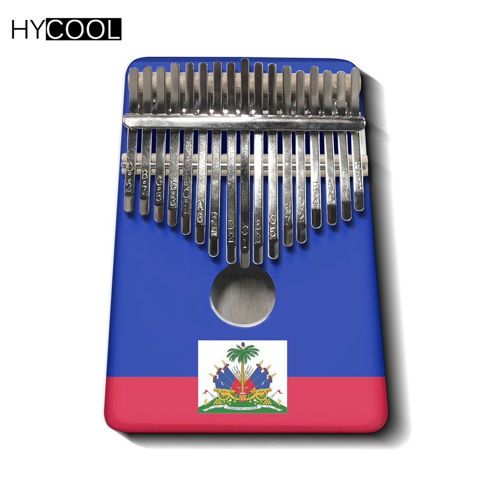 

New Arrival 17 Keys Kalimba Thumb Piano Haiti Flag Design Mbira Mahogany Wood Material Storage Bag Carry Case Music Book