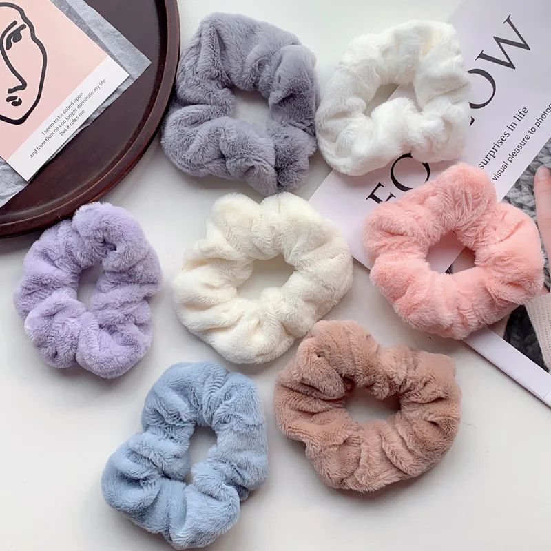 

Winter Warm Soft Hair Scrunchies Furry Elastic Hair Band Women Girls Ponytail Holder Hair Rubber Band Hair Accessories