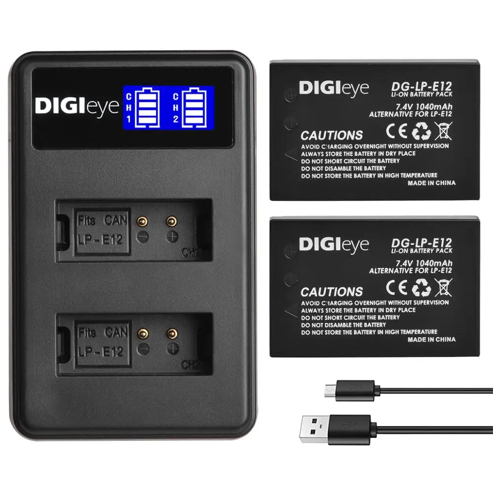 LP-E12 LPE12 аккумулятор + ЖК двойное зарядное устройство USB для Canon Rebel SL1, PowerShot SX70HS, EOS M, EOS M2, M10, M50, M100 камера