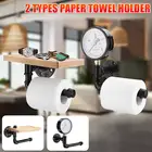 Винтажная промышленная настенная полка ручной работы, деревянная полка для хранения, железная труба, держатель для туалетной бумаги, ролик, вешалка для полотенец в ванную комнату