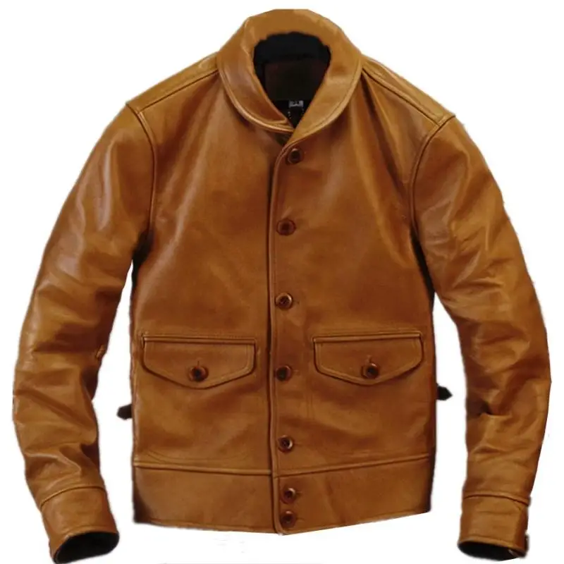 cowhide Бренд казачья из лошадиной кожи, пальто, натуральная кожа куртки, модные мужские Тонкий, в японском стиле, кожаная куртка - Цвет: cowhide