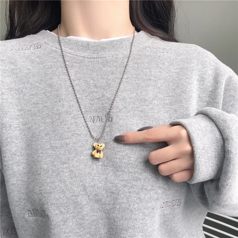 

Bear Sweater Chain New 2021 Long Little Bear Winter Sweater Chain New Cartoon Pendant Necklace Female Clavicle Chain Accessories