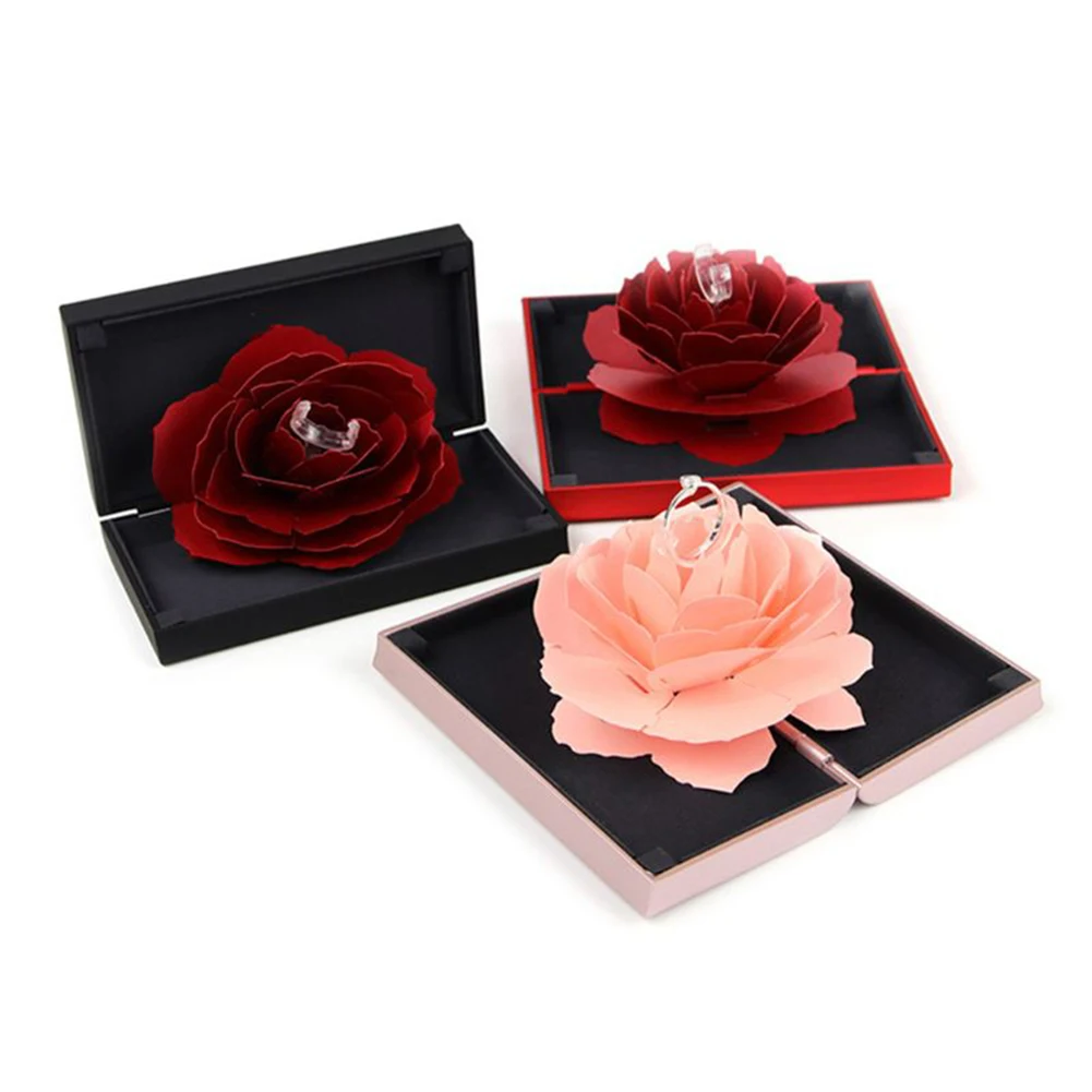 3D винтажные вращающиеся обручальные кольца коробка обручальное кольцо Роза