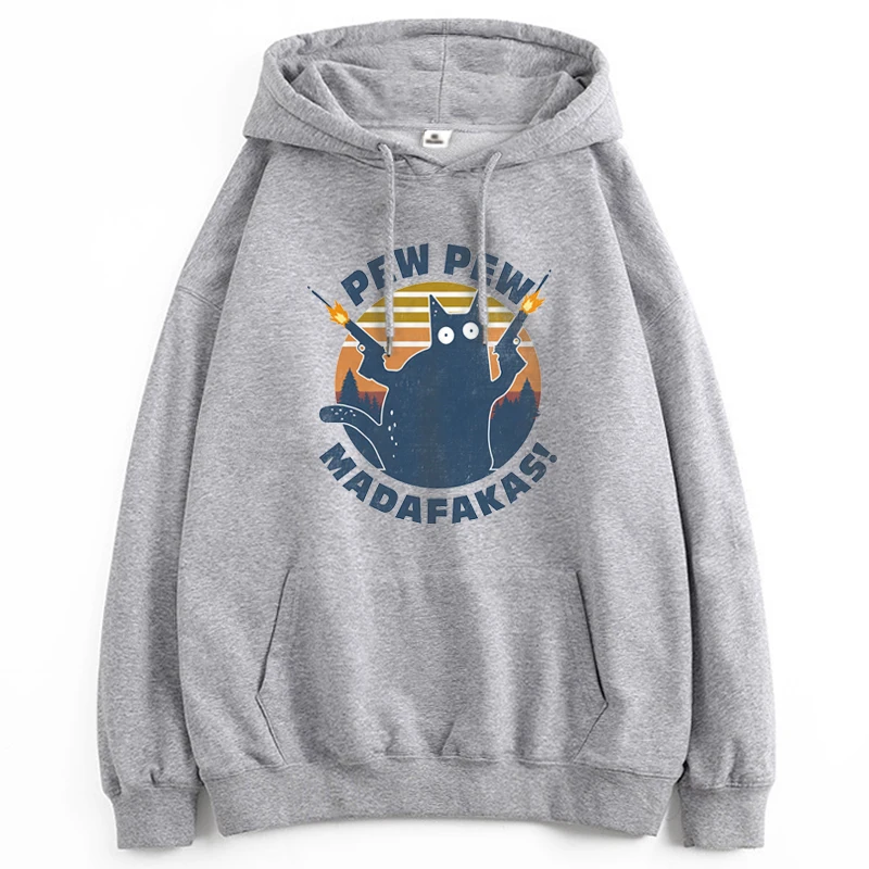 

Pew Pew Madafakas Cat Sweatshirts Woman Fashion Polyester Hoodie Long Sleeve K-pop Pullovers Leisure Autumn 2021 Tops Casual