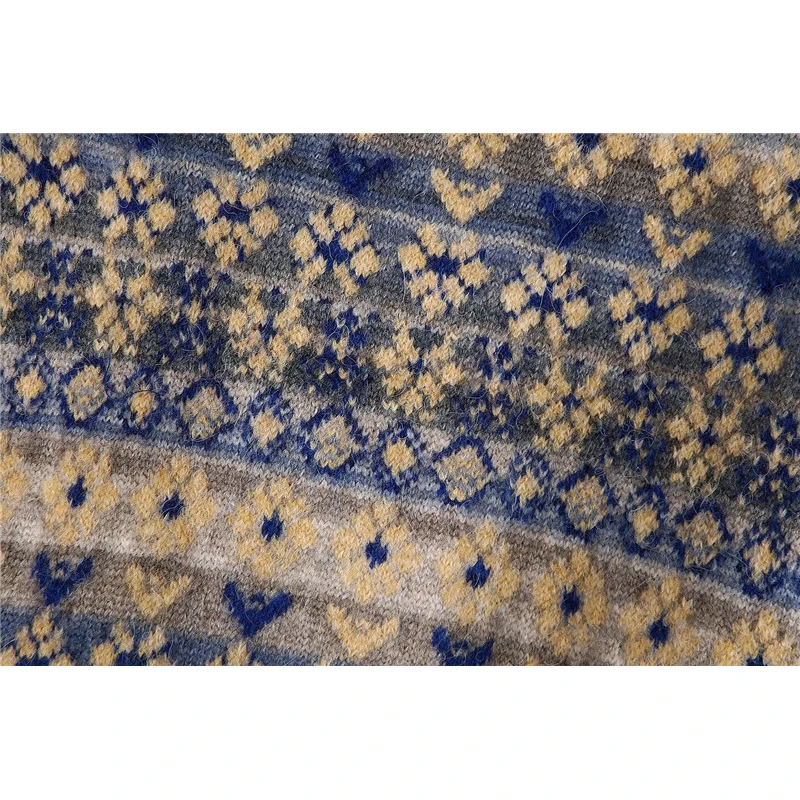 

Evfer Women Fashion Square Collar Za Knitted Flower Print Cardigans Tops Chic Lady Casual Long Sleeve Jacquard Sweaters Chic