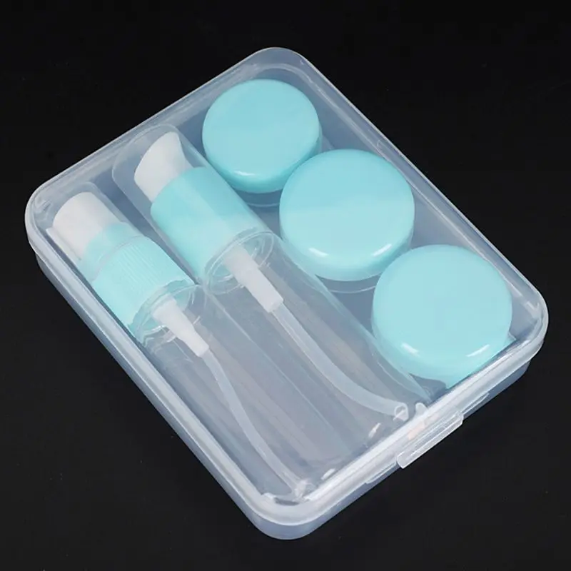 

6Pcs Plastic Travel Bottle Set Portable Cosmetic Spray Empty Dispenser Cream Box