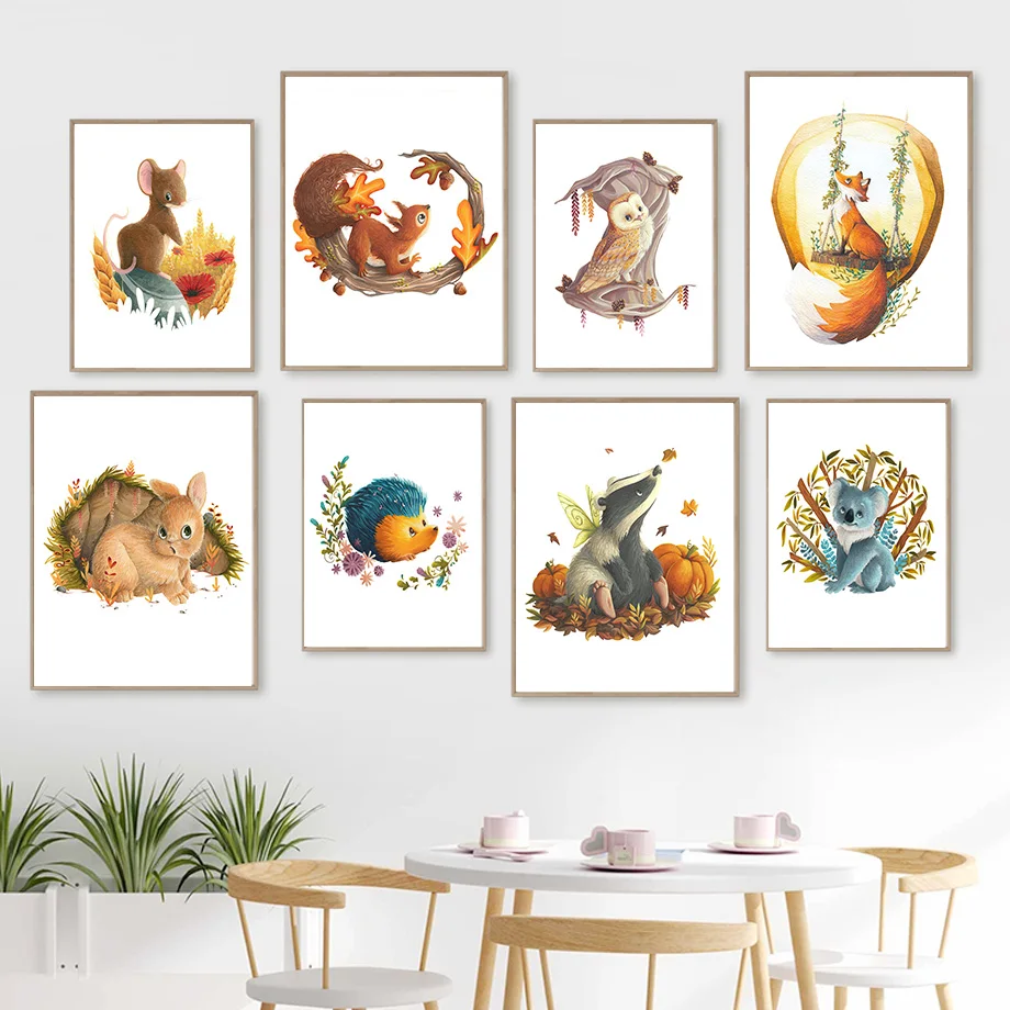 

Fox Bunny Squirrel Mouse Koala Natural Animal Wall Art Canvas Painting Nordic Posters And Prints Decor Pictures For Living Room