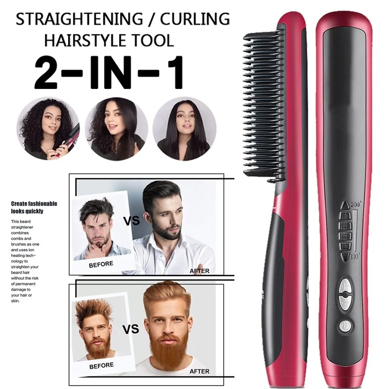 Мужские прямые волосы щетка для бритья выпрямитель волос турмалин с