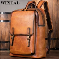 westal laptop backpack for men genuine leather daypack bussiness schoolbag multi function daypack simple travel backpacks