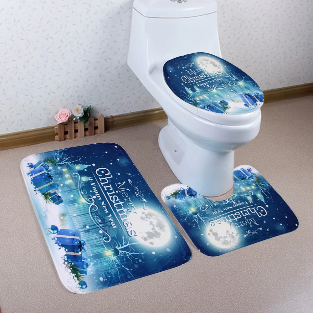 Рождественский коврик для ванной wc, сиденье для унитаза, крышка для унитаза, Тапа, украшение для унитаза